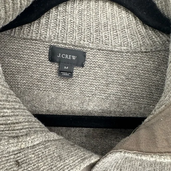J.Crew 100% Lambs Wool Shawl Collar Sweater Sz.M Grey - Picture 5 of 5